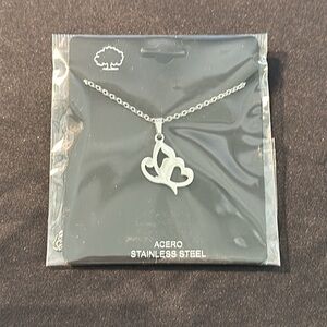 New! Stainless steel necklace with butterfly pendant